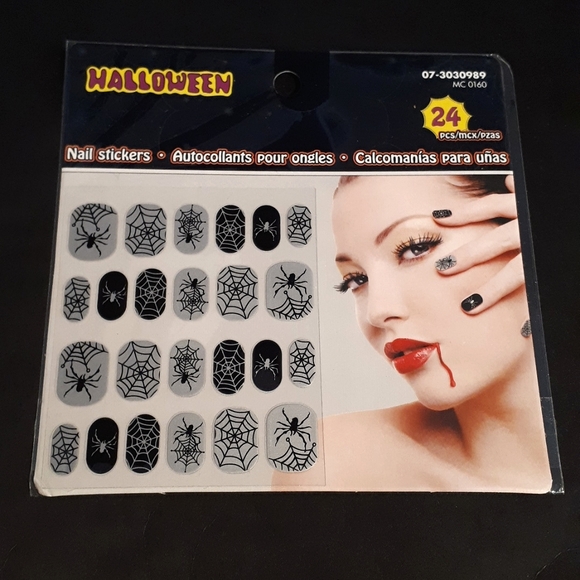 ⚡3/$10⚡ *NEW* HALLOWEEN NAIL STICKERS SET Cobwebs Spiders Skulls Spiderwebs - Picture 4 of 4